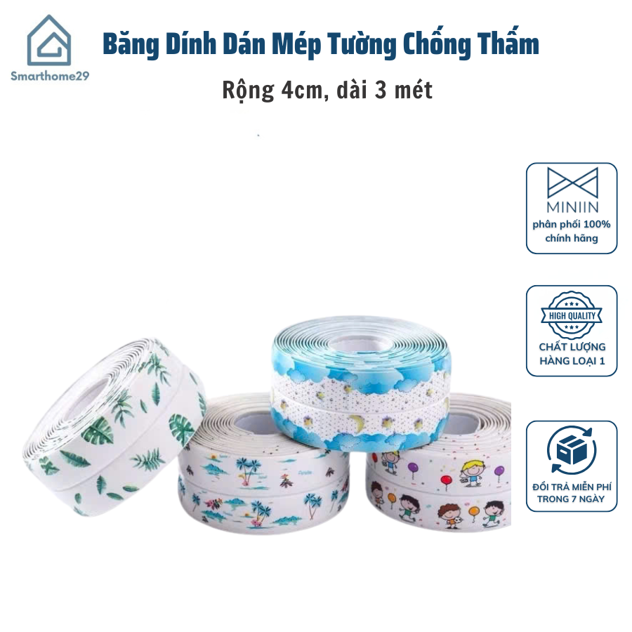 Băng Dính Dán Mép Tường Chống Thấm, Cuộn Băng Keo Dán Viền Bồn Rửa Chén &amp; Chậu Rửa Bát - HÀNG CHÍNH HÃNG MINIIN