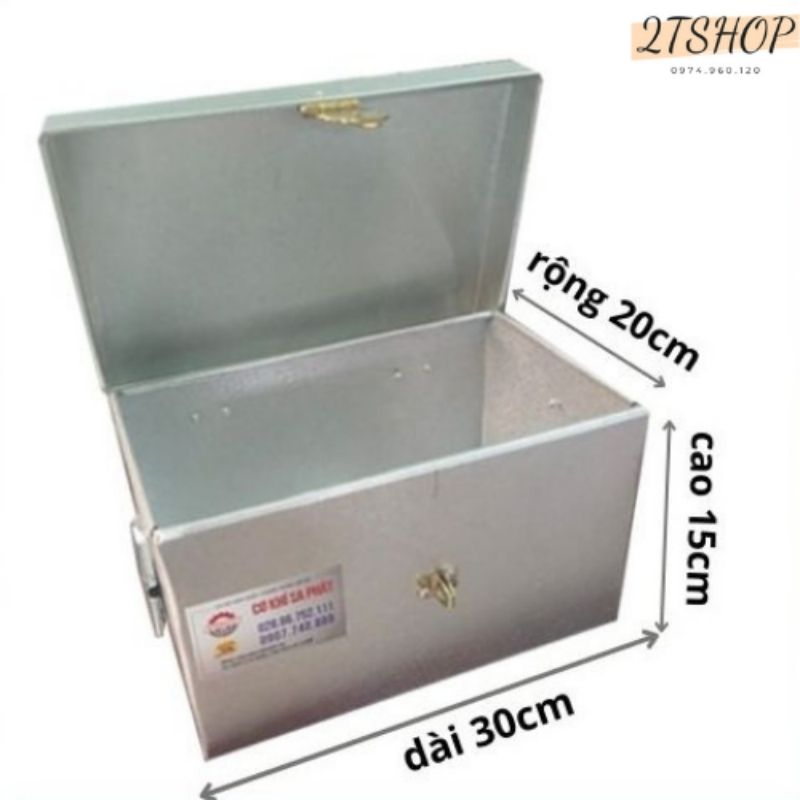 Thùng tôn nhỏ đựng đồ cá nhân, đựng tiền, tặng ổ khóa kt 30x20x15