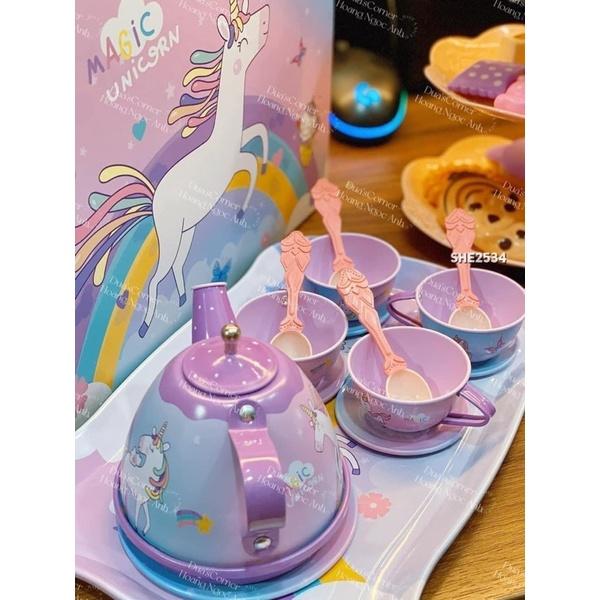 Bộ đồ chơi tiệc trà bánh cho bé Tea Set 48 chi tiết, ngựa Pony, thiếc Cao Cấp