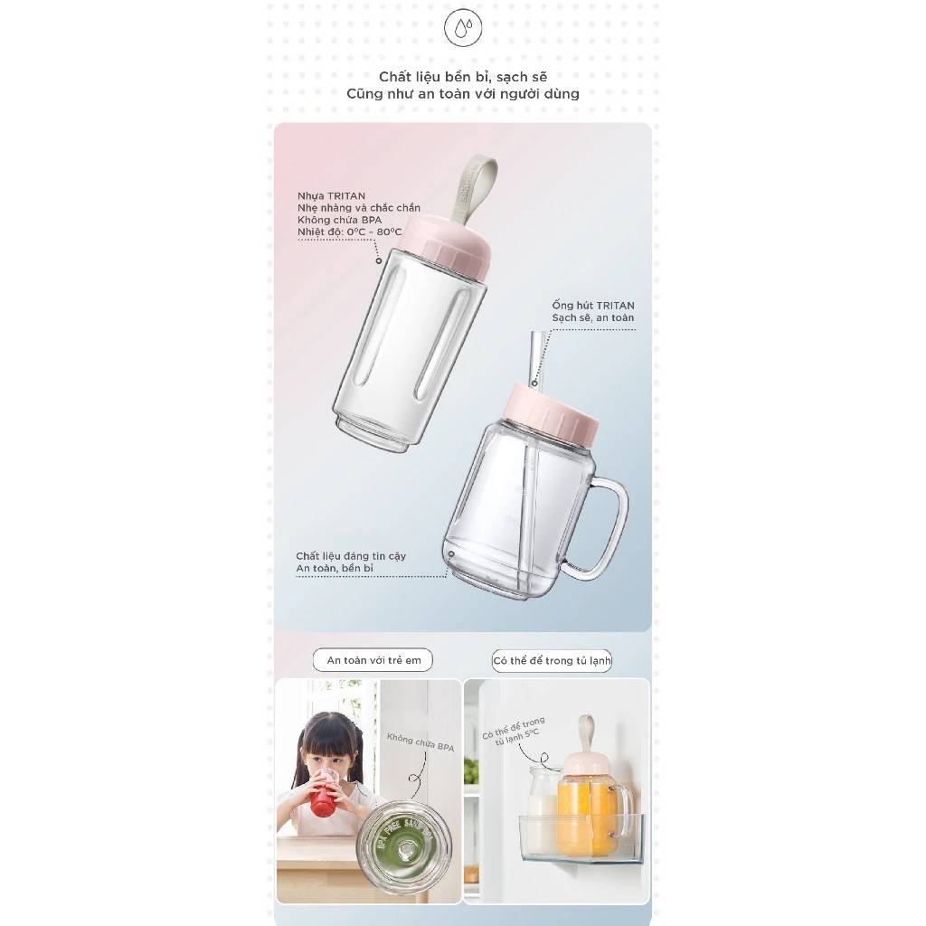 Máy xay sinh tố Bear LLJ-C04W1 (BL-4H04M) 150W Hàng chính hãng Màu Be