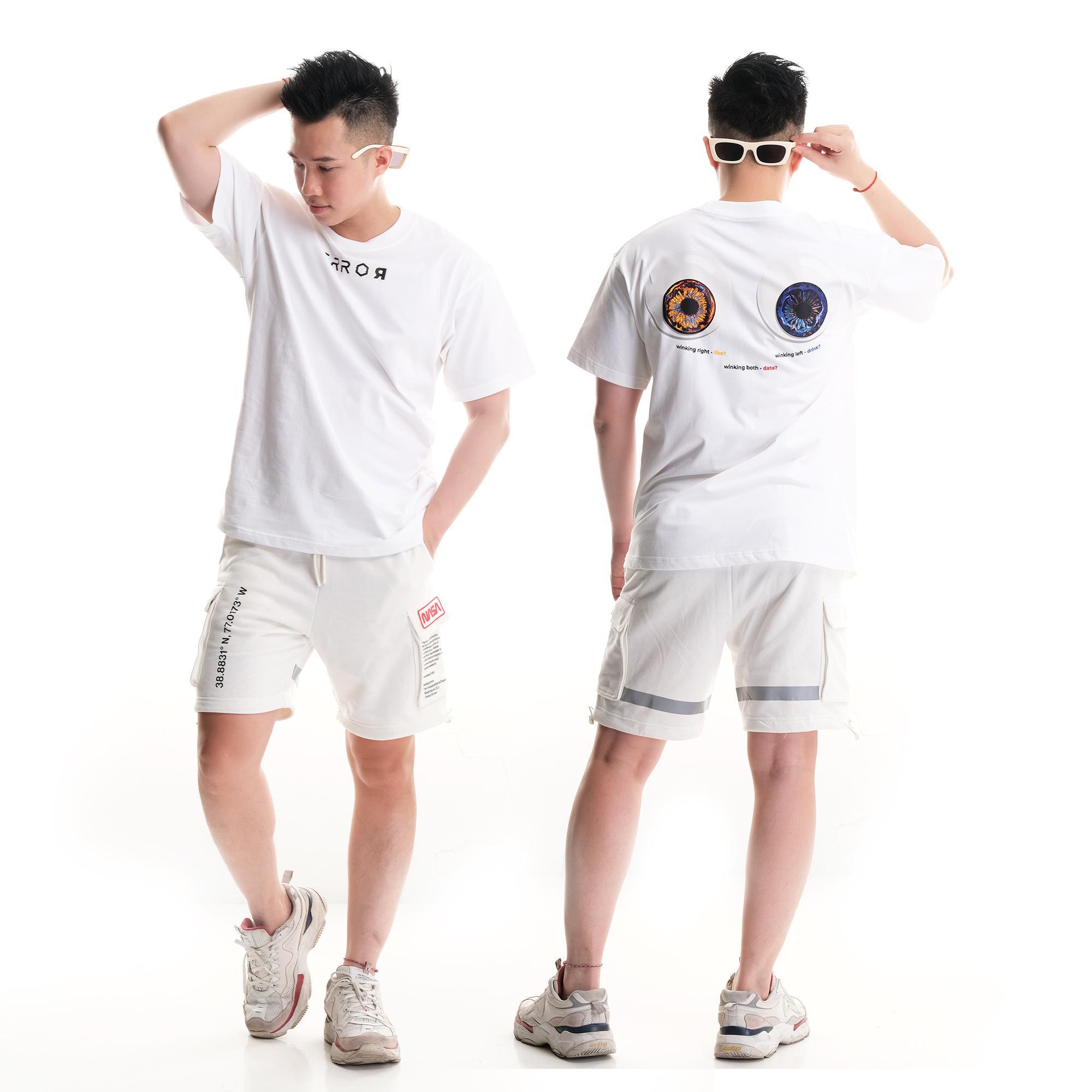 Áo Thun Oversize Nam Nữ Cặp Đôi Winking Eyes Tee Cotton Mỹ Tee Basic Màu Trắng Vải Trơn Không Xù Lông Thoải Mái