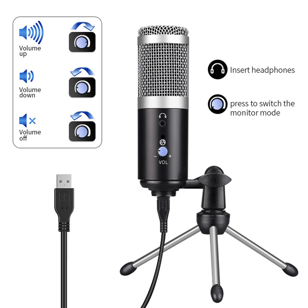 2x USB Condenser Microphone For PC Laptop Desktop Computer Studio Recording