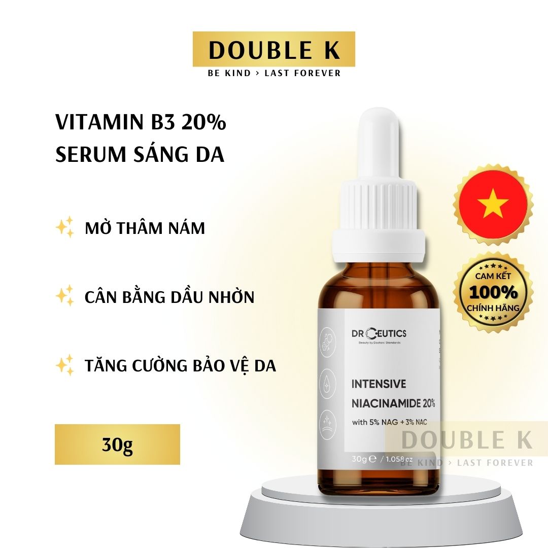 DrCeutics Intensive Niacinamide 20% - Serum Sáng Da, Tăng Cường Hàng Rào Bảo Vệ Da - Double K