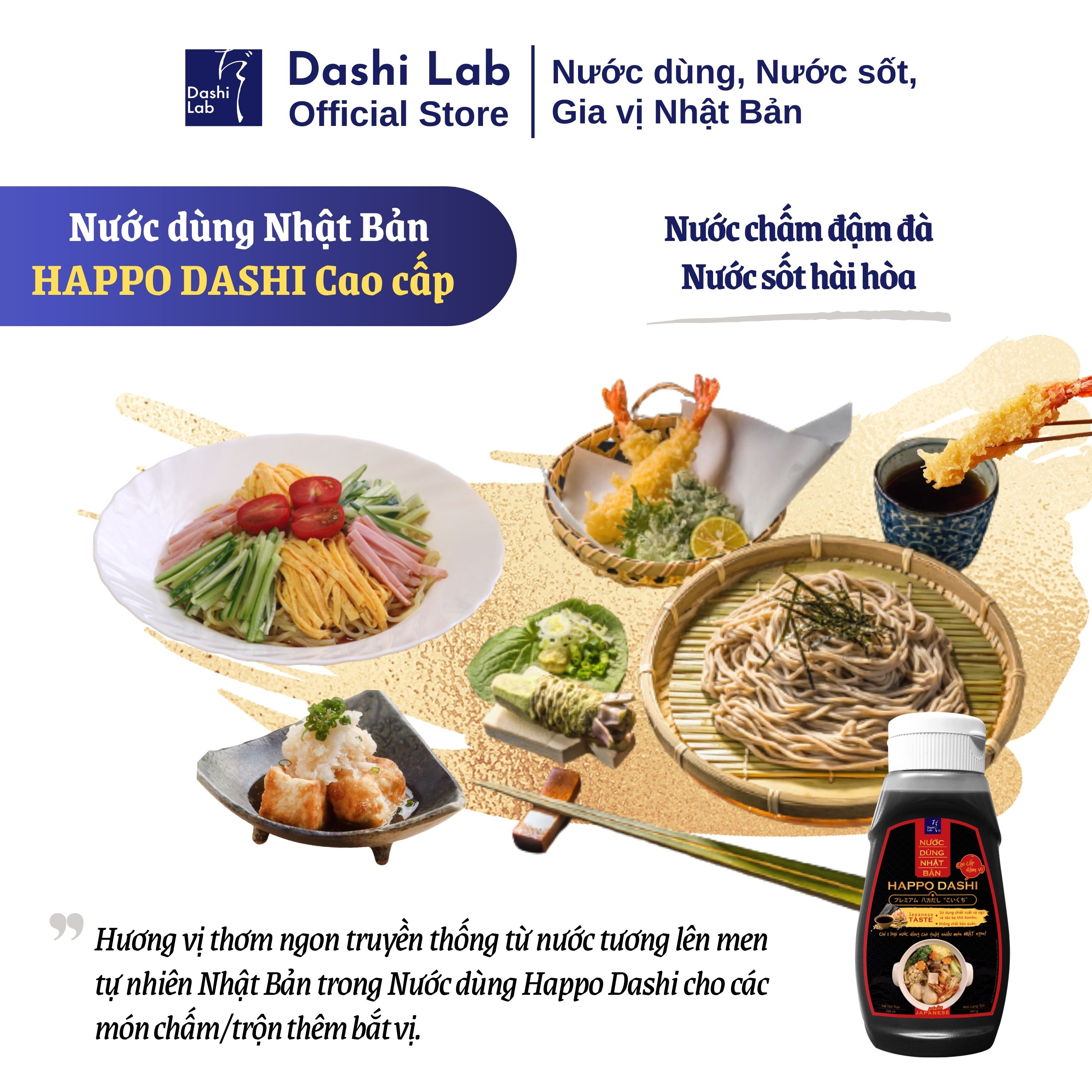 Combo Nước Dùng HAPPO DASHI Nhật Bản DASHI LAB 340g Và 1 Gói MÌ SOBA MATCHA 200g Hương Vị Truyền Thống Đậm Đà