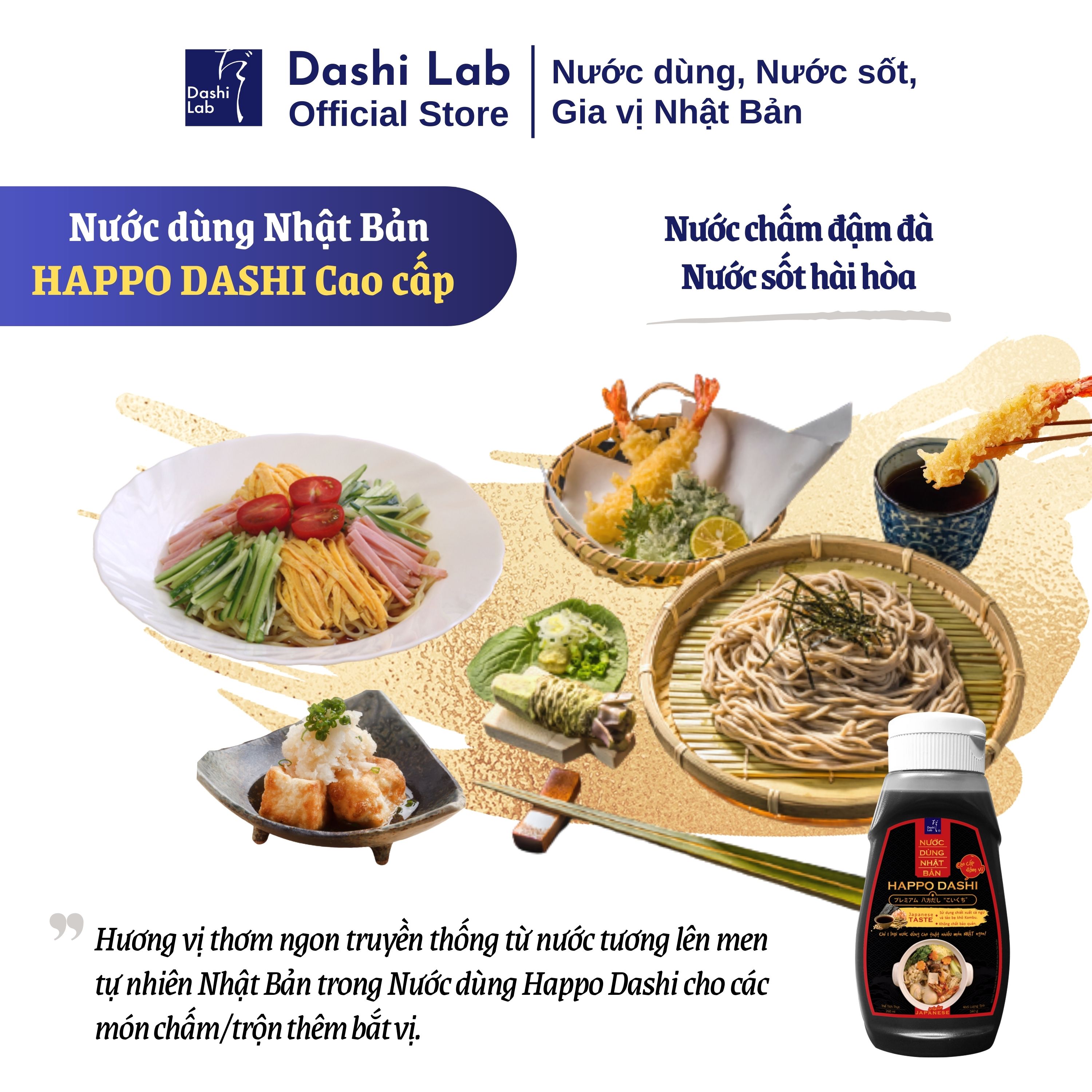 Combo Nước Dùng HAPPO DASHI Nhật Bản DASHI LAB 340g Và 1 Gói MÌ SOBA MATCHA 200g  Hương Vị Truyền Thống Đậm Đà