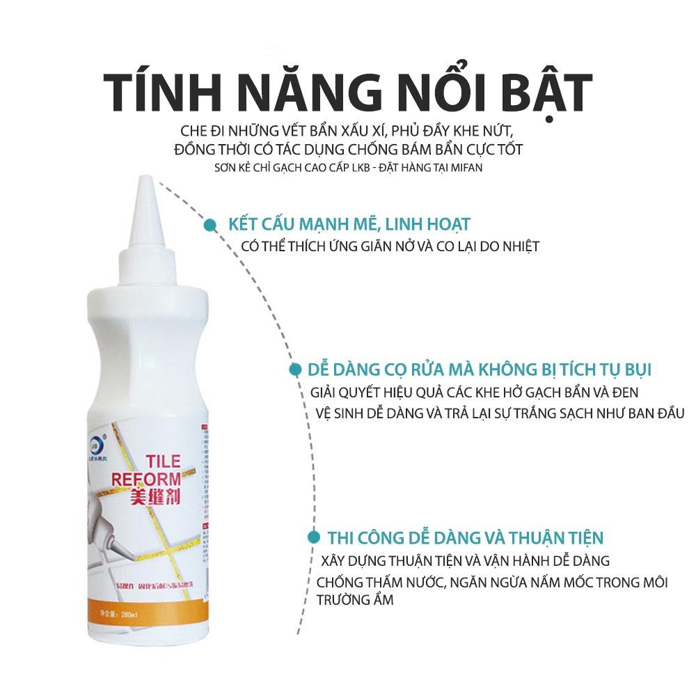 Sơn Kẻ Chỉ Gạch Cao Cấp LKB 280ml TAIKOMI- Làm mới mạch sàn nền nhà tắm, tường, bồn rửa chén, bồn cầu