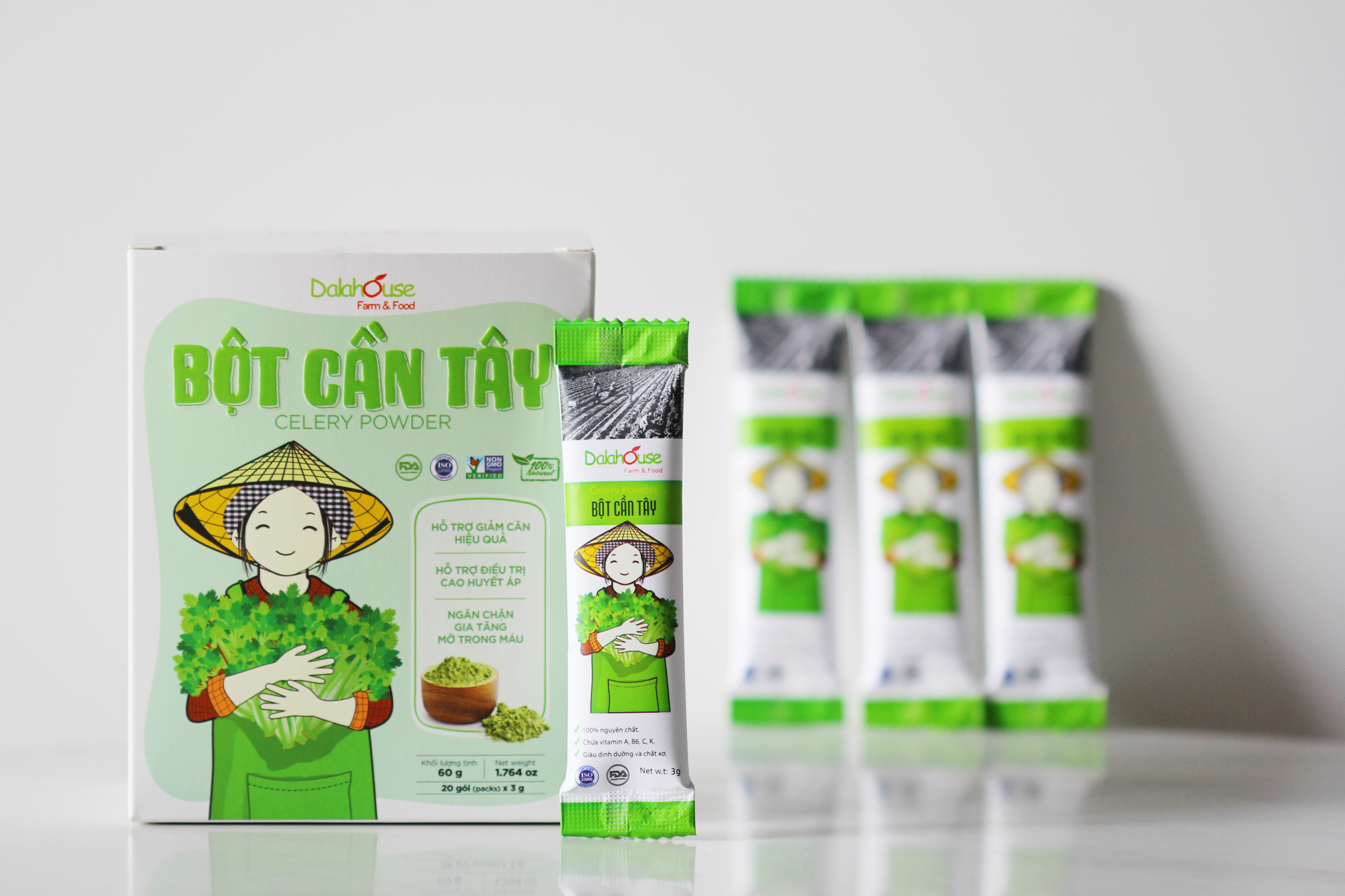 Bột Cần Tây Nguyên Chất Dalahouse Hộp 60g - cần tây giảm cân hiệu quả, detox thanh nhiệt giải độc, làm đẹp da