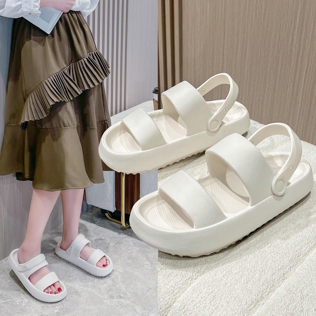 Hàng QC Sandal Đế bánh Mì 3cm Êm Chân Quai Trơn Đeo Được 2 Kiểu G157