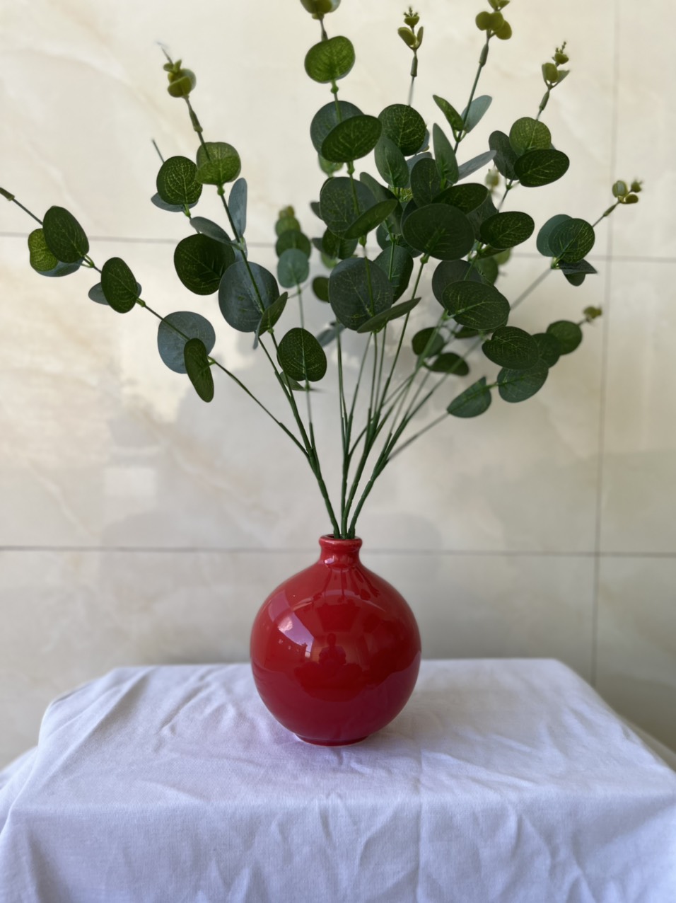 Bình Hoa Dáng Tròn - Đỏ Nổi Bật - Chống Nứt Mẻ - Sang trọng - Hàng Cao Cấp- Cao 15cm
