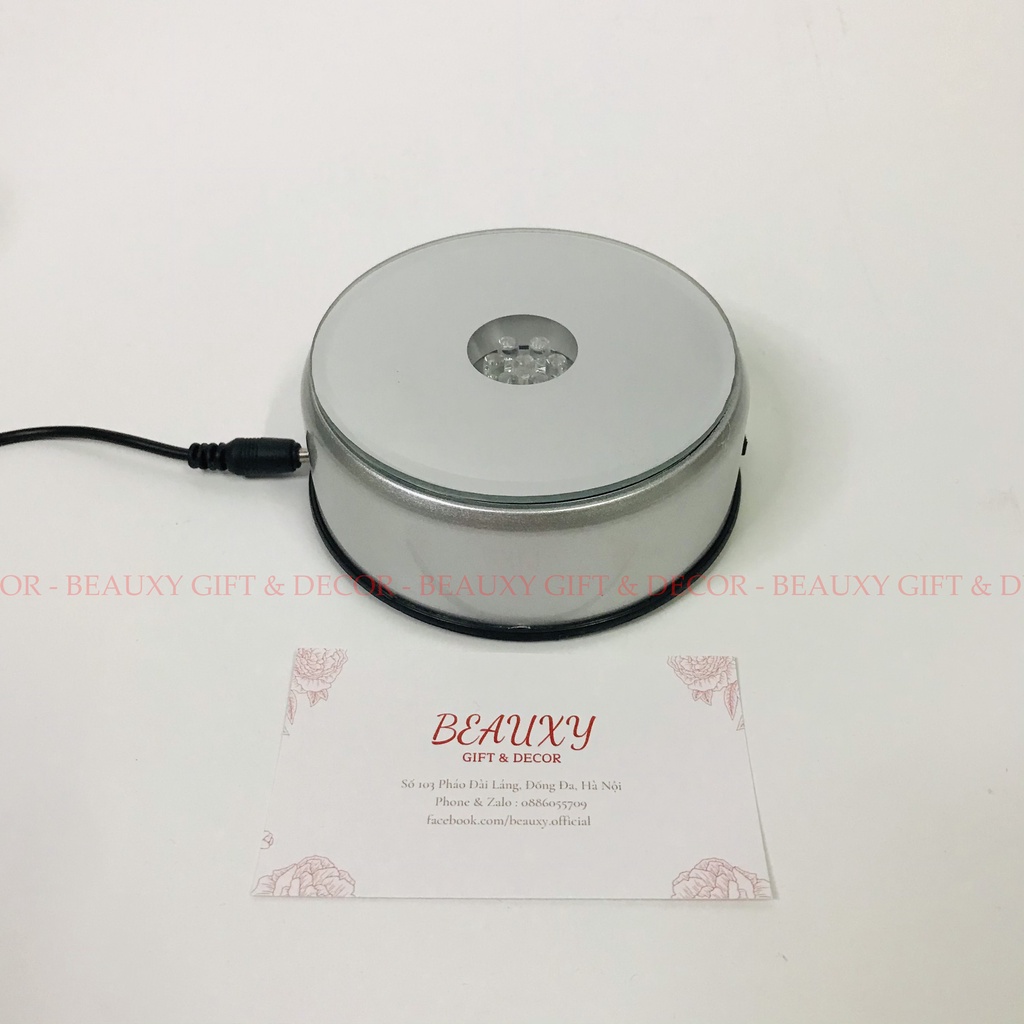 Đế xoay trưng bày sản phẩm có đèn led, bàn xoay tự động, cắm điện trực tiếp chịu lực 4kg