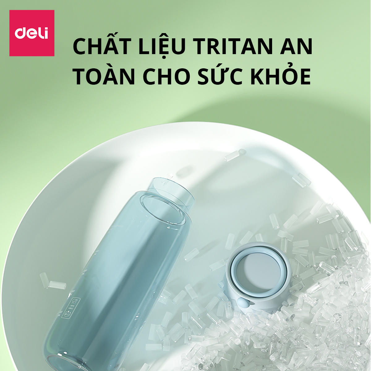 Bình Nước Bằng Nhựa Tritan Nắp Bật 460 610 ml Có Chia Vạch Nước Deli - BPA Free An Toàn Cho Sức Khỏe - Phù Hợp Bình Nước Detox Thể Thao Ngoài Trời Gym Yoga Cho Bé Tới Trường - 17664 / 17663