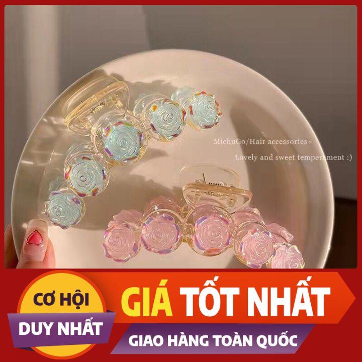 Kẹp gấp trong suốt đính hoa hồng ngọt ngào - Nunam shop