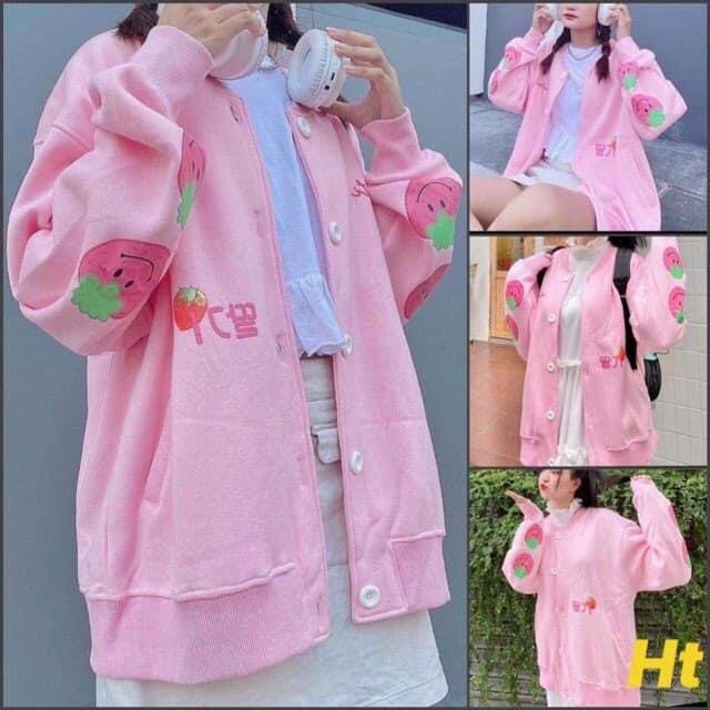 ÁO KHÓA NỈ CARDIGAN TRÁI DÂU NGỌT NGÀO &amp; QUYẾN RŨ