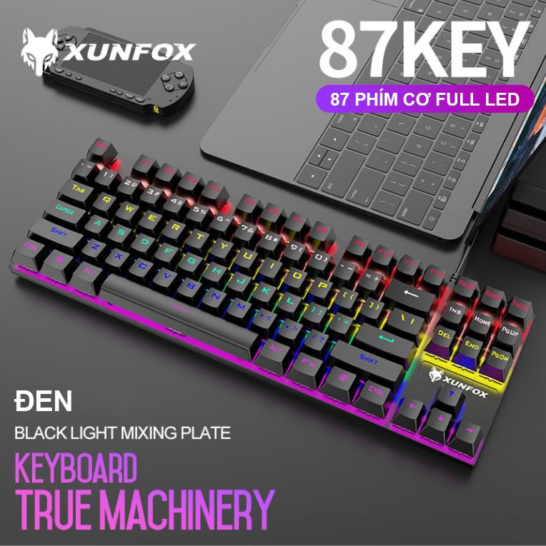 Bàn phím cơ chơi game gaming K80 full led- Bảo hành 6 tháng - K80 Xám Đen