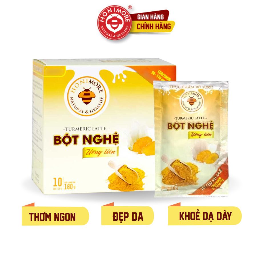 Bột nghệ uống liền 160g Honimore 3 trong 1 - 10 gói Thơm ngon, dễ uống