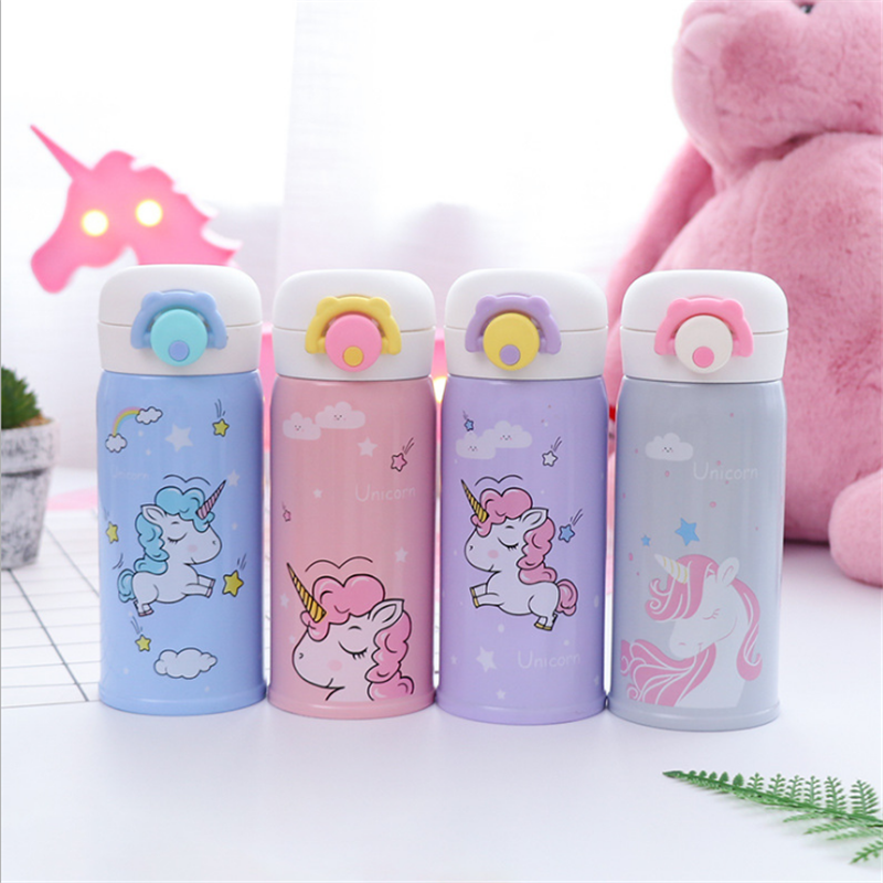 Du lịch Cà Phê Cốc Tập Uống 350/500ML Thép không gỉ Kỳ Lân Bình Giữ Nhiệt Ly Chân không Giữ Nhiệt Trẻ Em Nước Ấm Chén Trà thermocup, Q