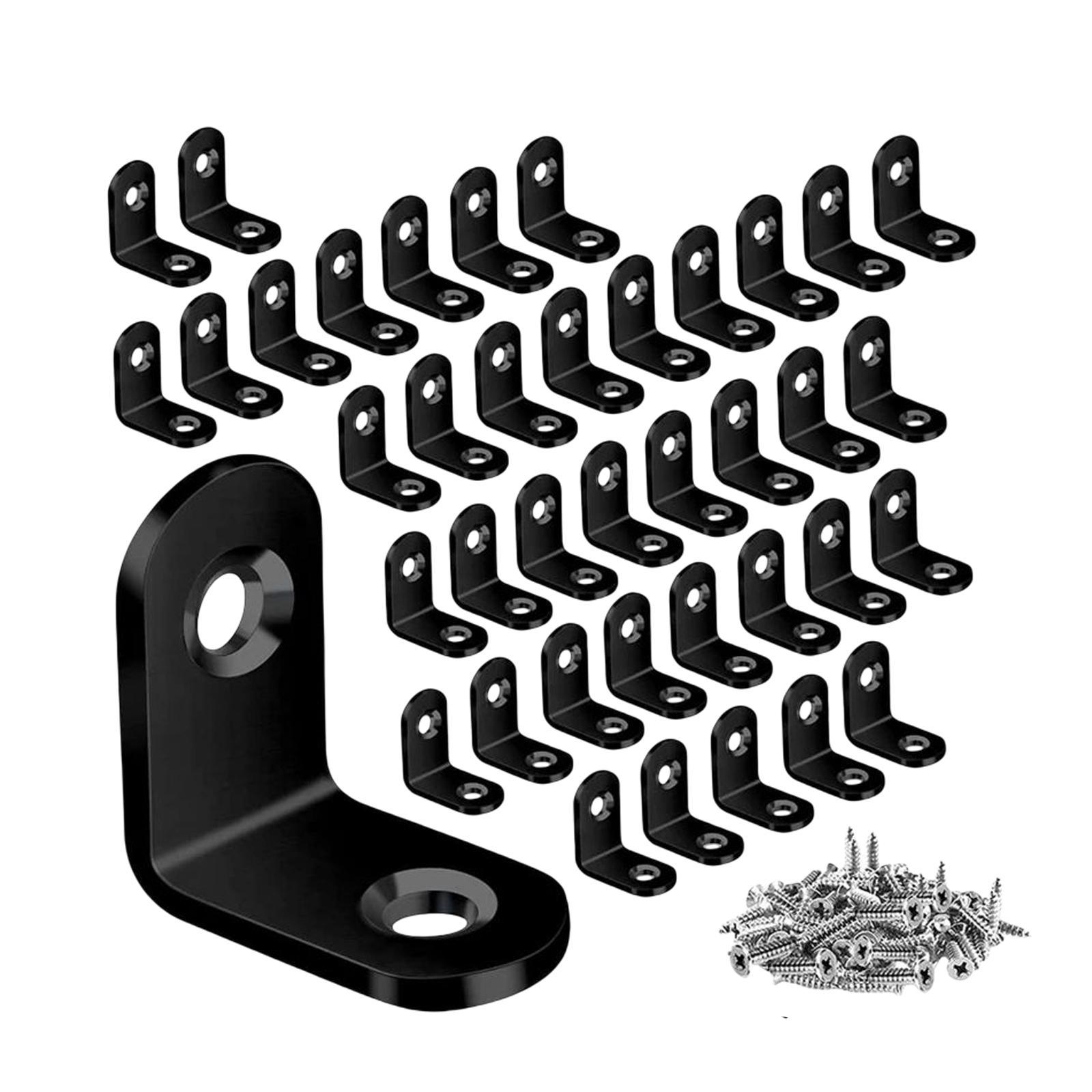 40PCS L Bracket Set, Corner Bracket, 90 Degree Right Angle Bracket with Screws, Metal L Brackets for Shelves Wood Furniture Cabinet Chair