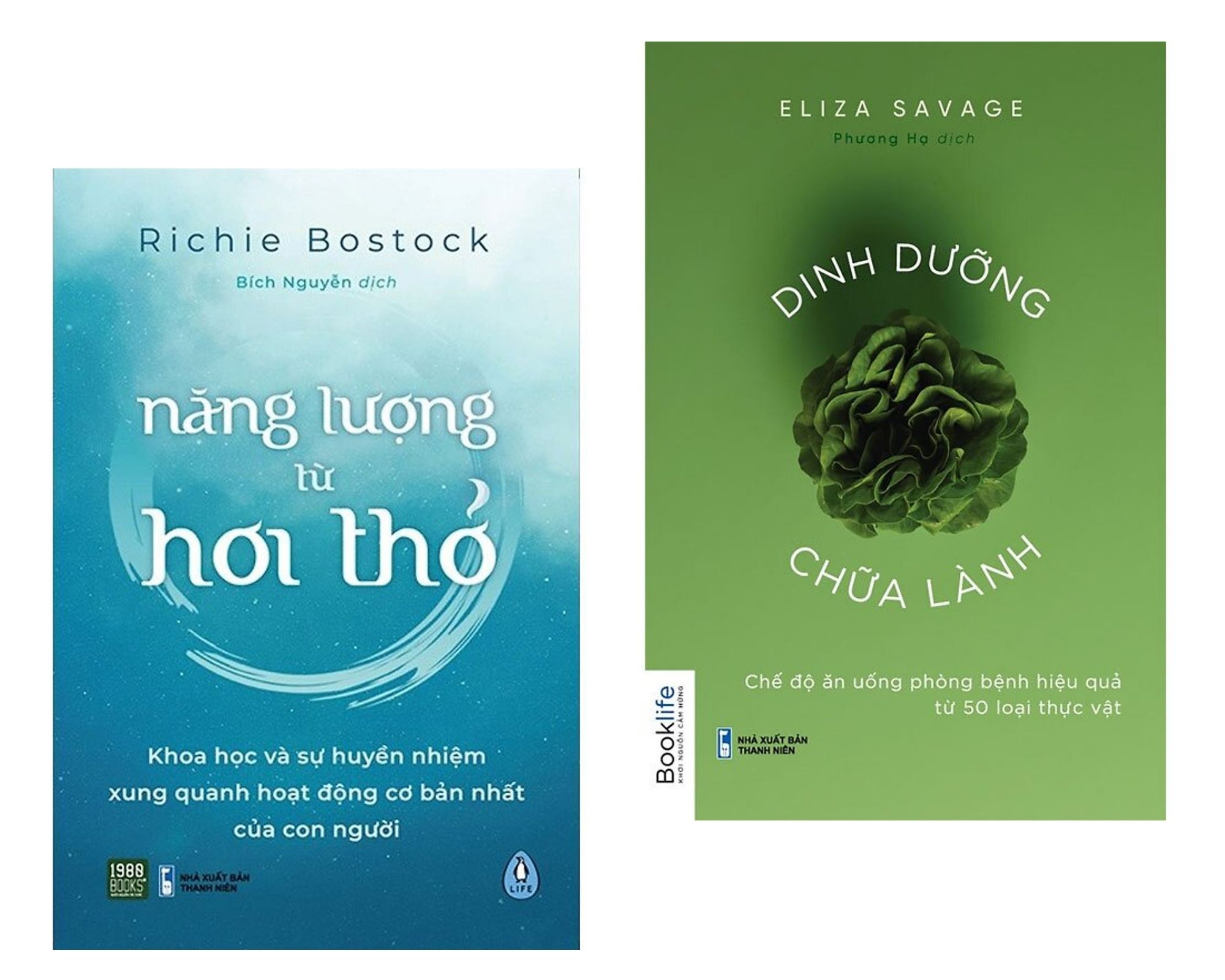 Combo sách hỗ trợ chăm sóc sức khỏe: Năng Lượng Từ Hơi Thở + Dinh Dưỡng Chữa Lành