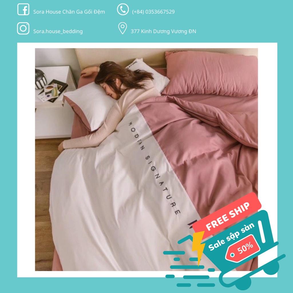 Bộ Chăn Ga Gối Cotton TC Phối Màu