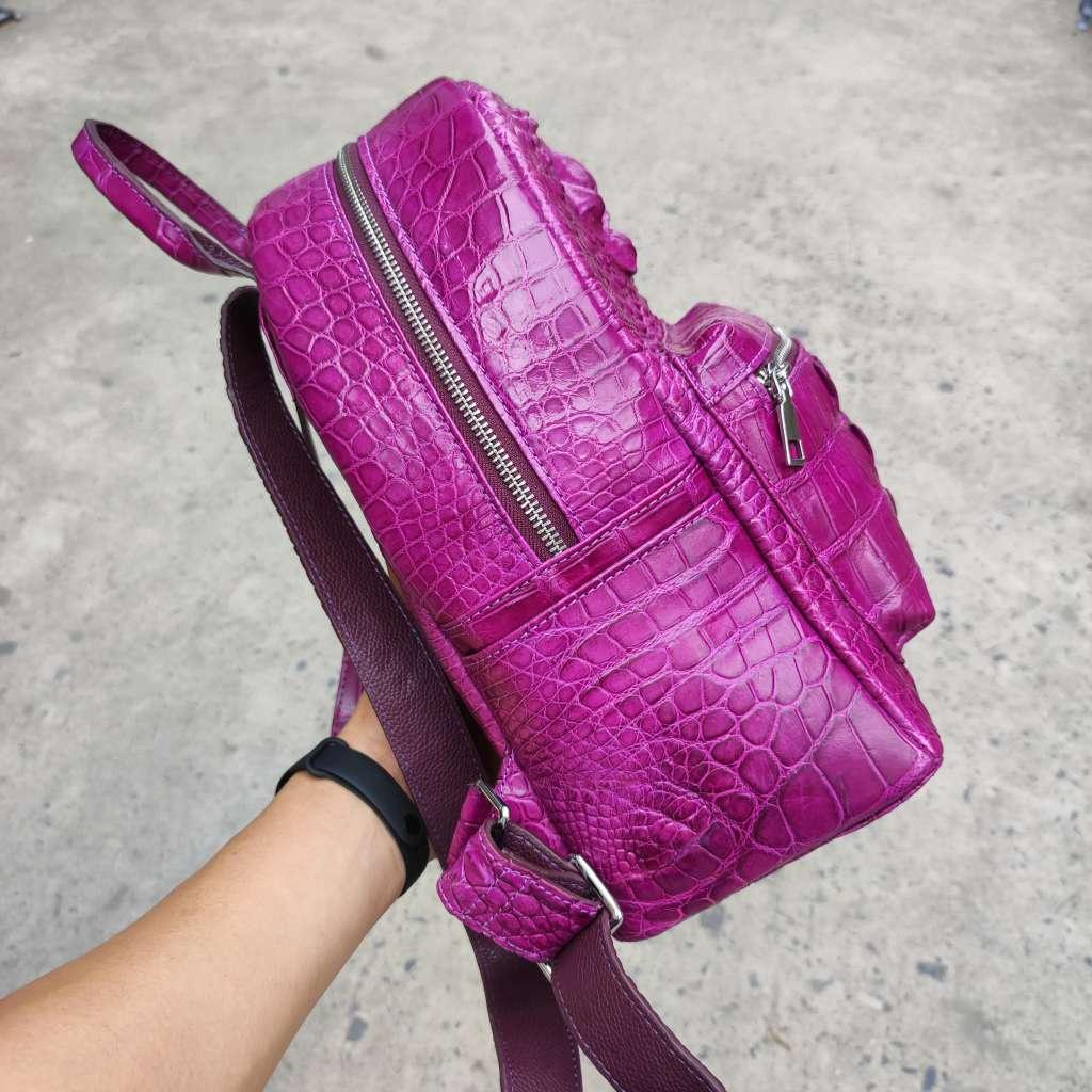 Balo nữ da cá sấu Size lớn. Màu hường dễ thương!