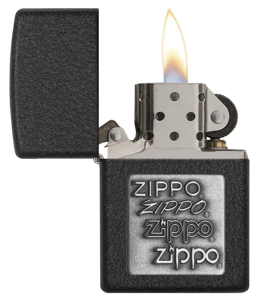Bật lửa Zippo Black Crackle Silver Zippo Logo 363