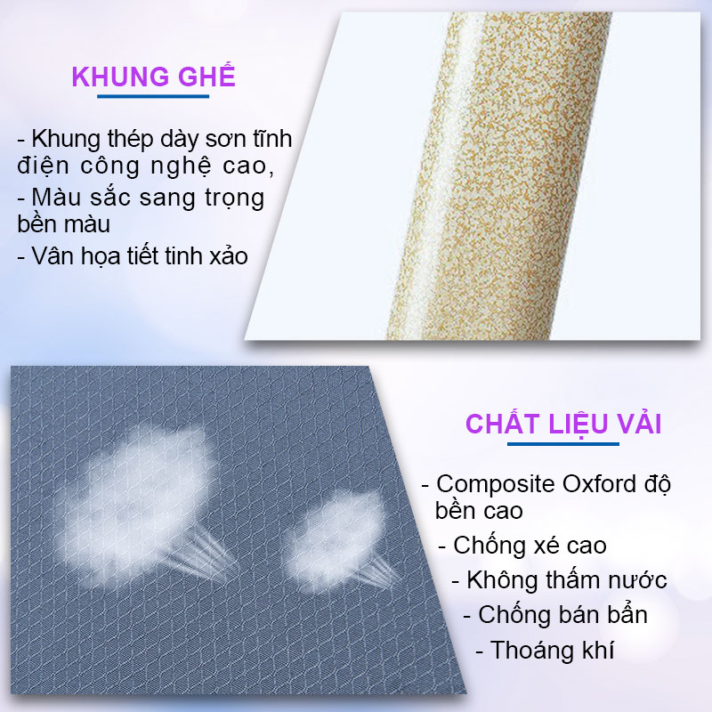 Giường xếp gọn văn phòng NIKITA siêu bền  - Khung thép sơn tĩnh điện - Vải bạt 4D