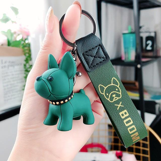 Móc khóa hình chó bulldog dễ thương, móc chìa khoá keychain cún dog nhiều màu