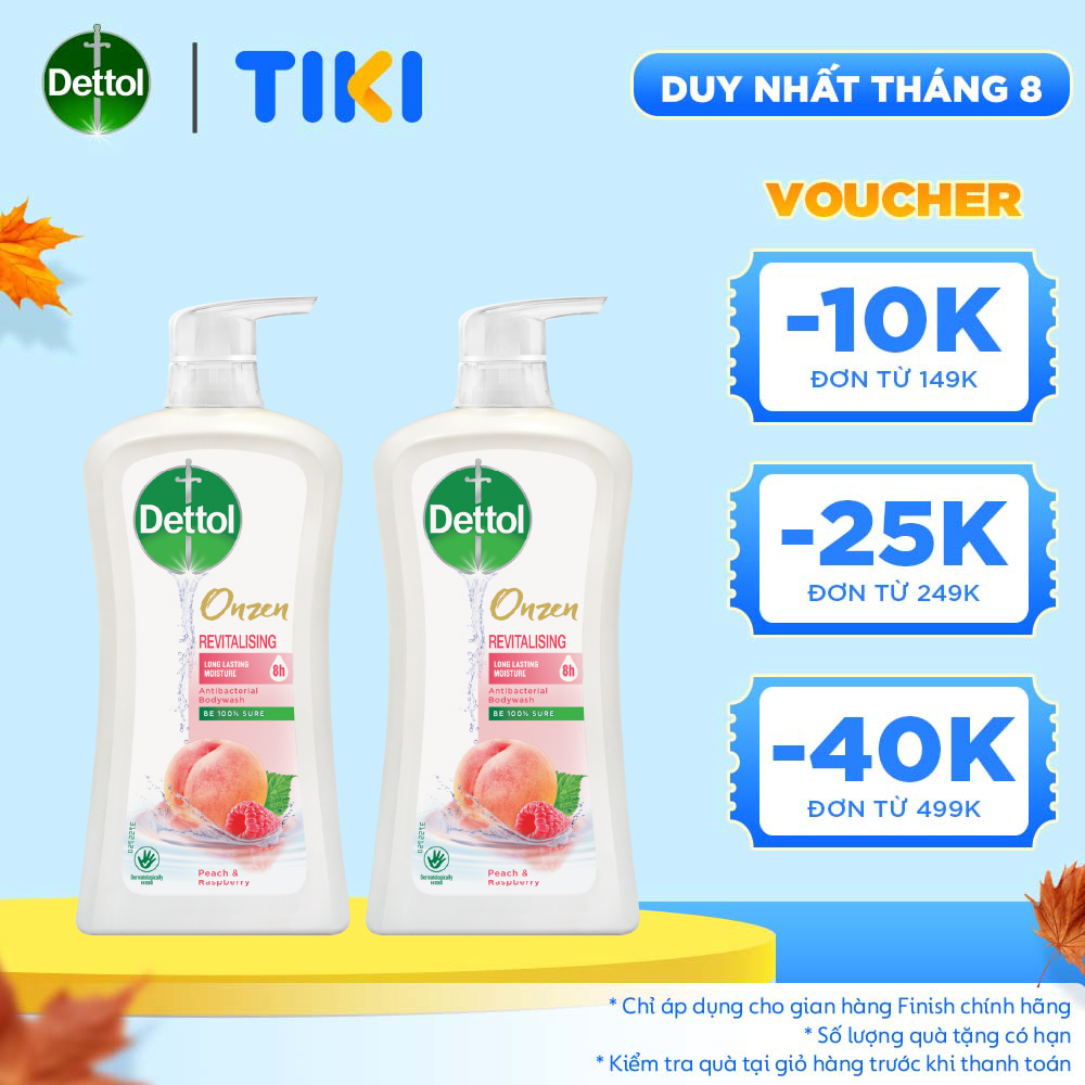 COMBO 2 CHAI SỮA TẮM  DETTOL ONZEN DƯỠNG DA ĐÀO &amp; PHÚC BỒN TỬ (950G/CHAI)