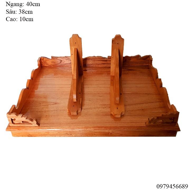 Bàn thờ treo tường gỗ xoan ngang 40cm trơn vàng nhạt