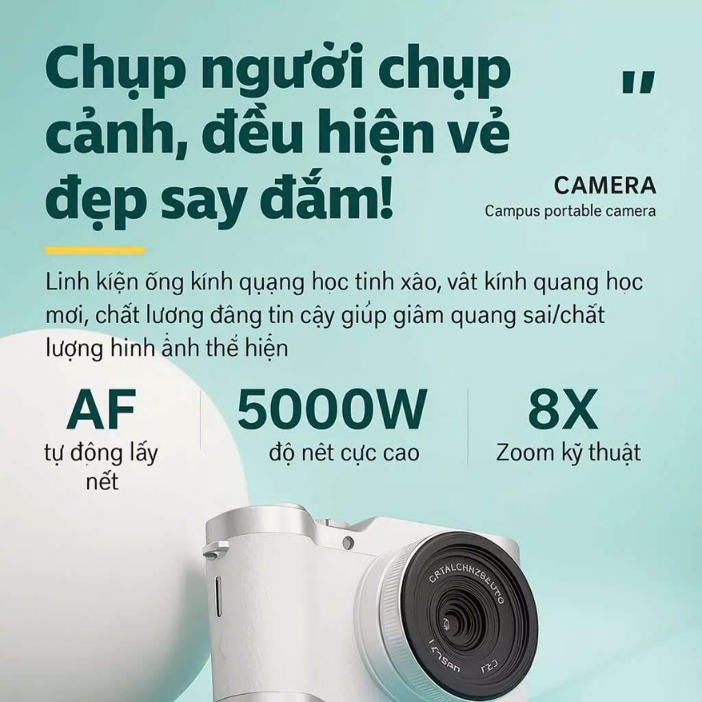 Máy Chụp Ảnh Mini Kèm Thẻ 512G T Retro Kỹ Thuật Số CCD 4K Cho Học Sinh – Nhỏ Gọn, Thời Trang, Chụp Siêu Nét- HÀNG CHÍNH HÃNG MINIIN