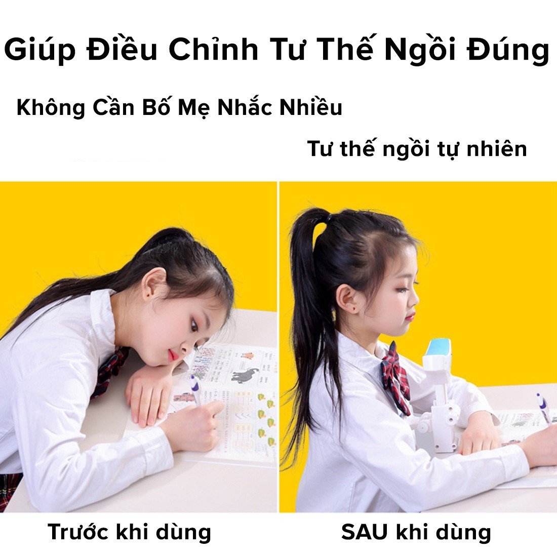 Dụng Cụ Giá Đỡ Cằm Chống Cận Thị, Chống Gù, Giá đỡ chống cận thị, dụng cụ ngăn ngừa gù lưng trẻ em chữ T thông minh cho học sinh - Hàng chính hãng dododios