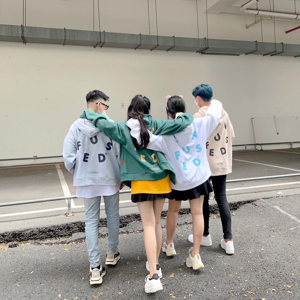 Áo khoác Nỉ form rộng HQ, có nón và dây kéo HOODIE ZIP CONFUSED, 7 MÀU kiểu dáng UNISEX NAM NỮ, có gắn logo cao su