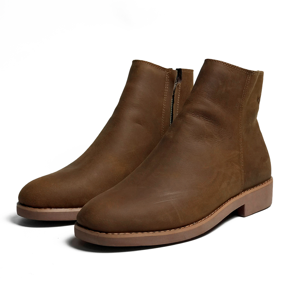 Giày Chelsea Zip Boots MAD Shoes Crazy Horse Brown cao cổ nam da bò sáp ngựa điên cao cấp chất lượng tốt nhất tại hà nội