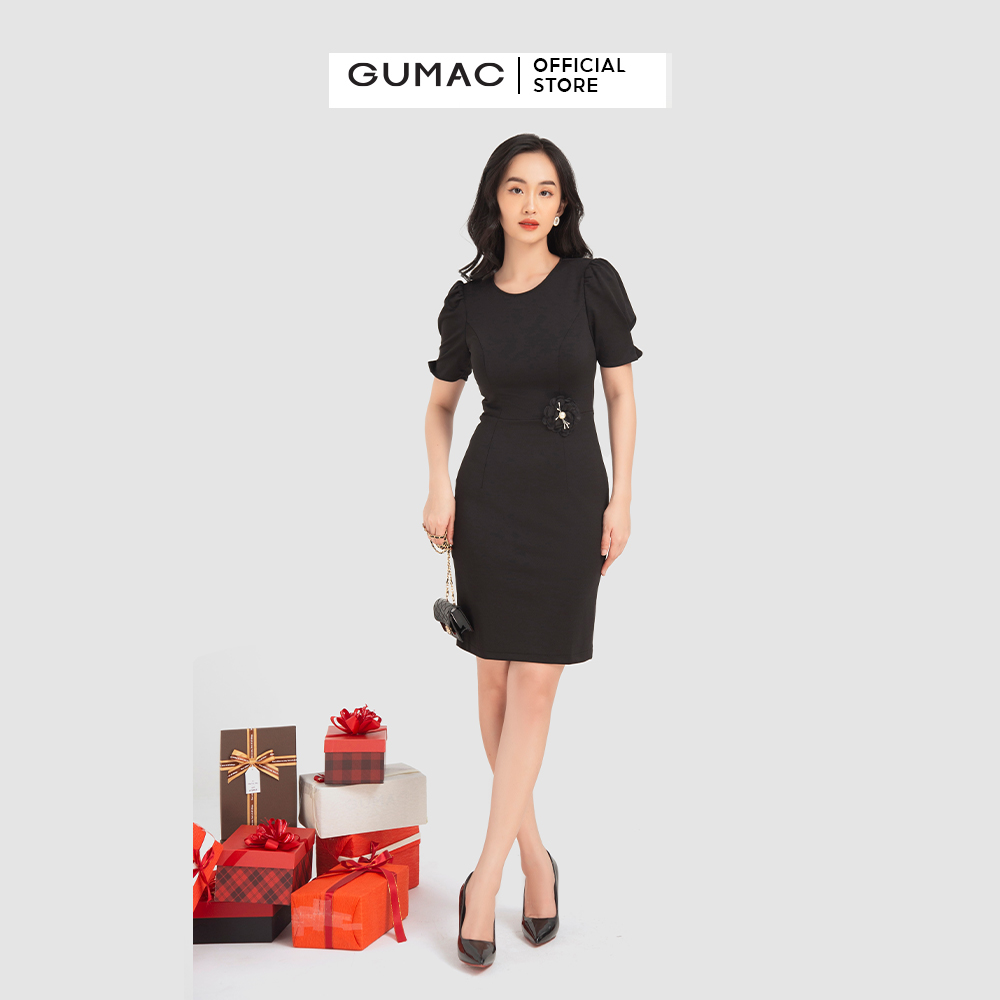 Đầm dáng ôm GUMAC DB12038 cơ bản tay lỡ