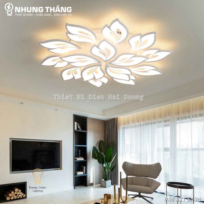 Đèn LED Ốp Trần Đuôi Cáo Decor 15 Cánh NT-039 - 3 Chế Độ Ánh Sáng -Tăng Giảm Ánh Sáng - Điều Khiển Từ Xa - Có Video