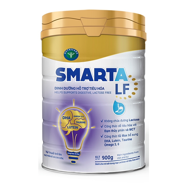 SỮA BỘT NUTRICARE SMARTA LF DINH DƯỠNG HỖ TRỢ TIÊU HÓA CHO TRẺ TỪ 1 TUỔI TRỞ LÊN - 900G