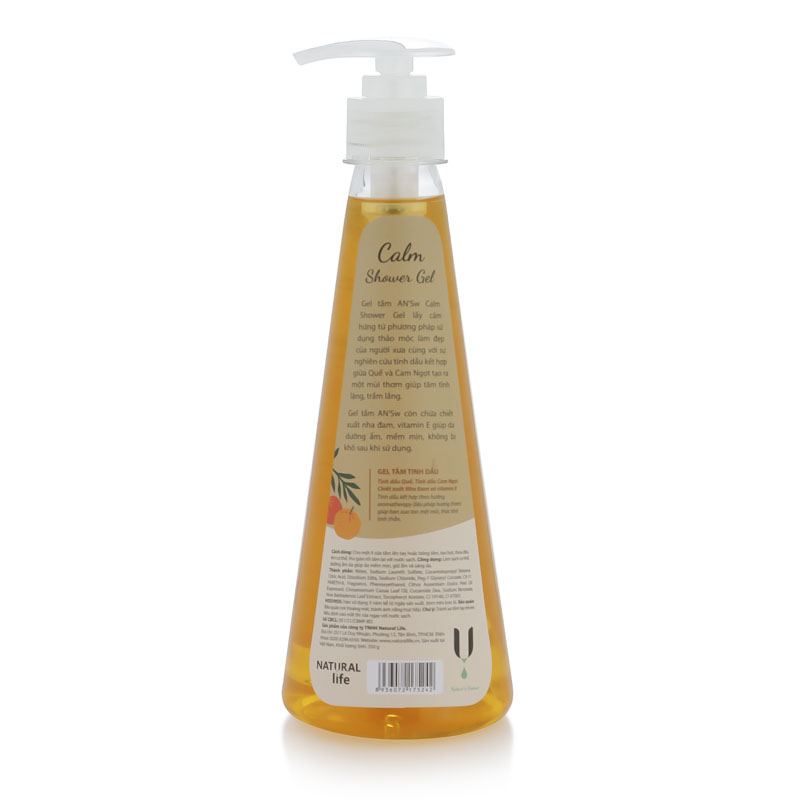 Shower gel Calm 500g AN'Sw (Gel tắm tinh dầu Quế và Cam Ngọt)