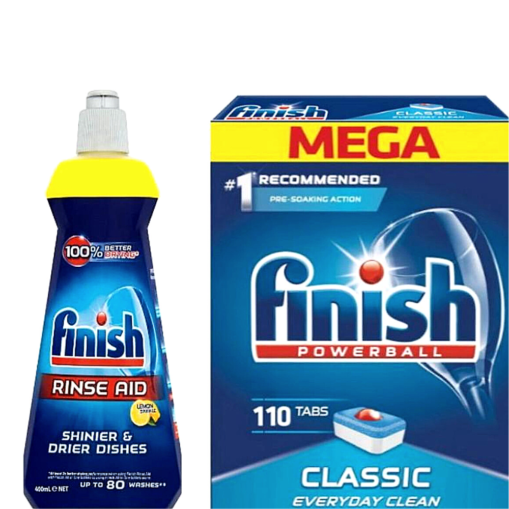 Combo Viên rửa bát Finish 110 viên+ Nước Bóng Finish 400ml