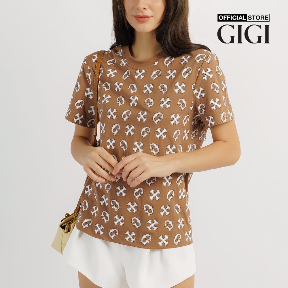 GIGI - Áo thun nữ ngắn tay cổ tròn họa tiết in trẻ trung G1203T221265