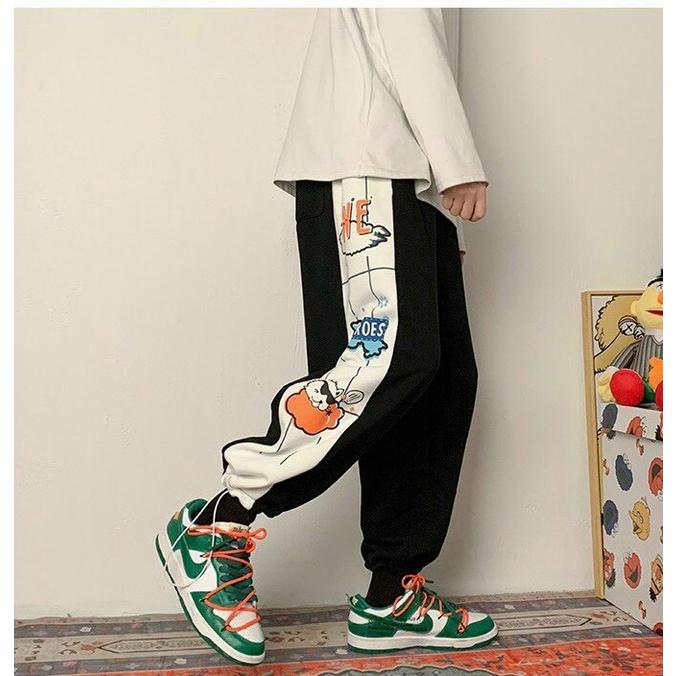 Quần thun jogger logo hoạt hình năng động thể thao form rộng hiphop Quần Jogger Trơn Kèm Áo Thun Tay Lỡ Form Rộng Unisex Cô Bé Cậu Bé Hot Hít