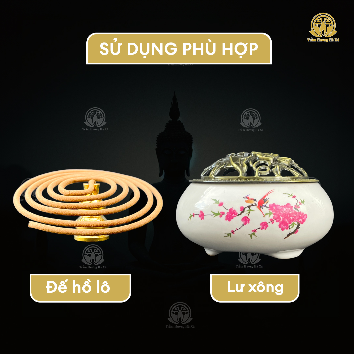 Nhang khoanh trầm hương HÀ XÁ xông nhà 100g đồ thờ cúng thanh lọc không khí, an toàn cho sức khỏe