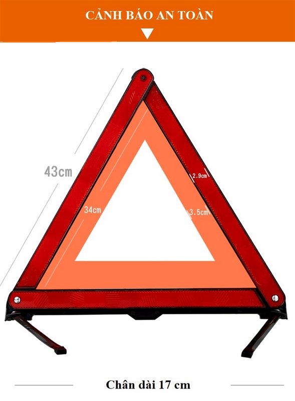 Biển báo tam giác phản quang cảnh báo nguy hiểm cho ôtô, xe hơi, xe khách, xe tải, xe container khi dừng đậu xe dễ gấp gọn có chân đứng,đảm bảo an toàn giao thông cho mọi người._ BB01