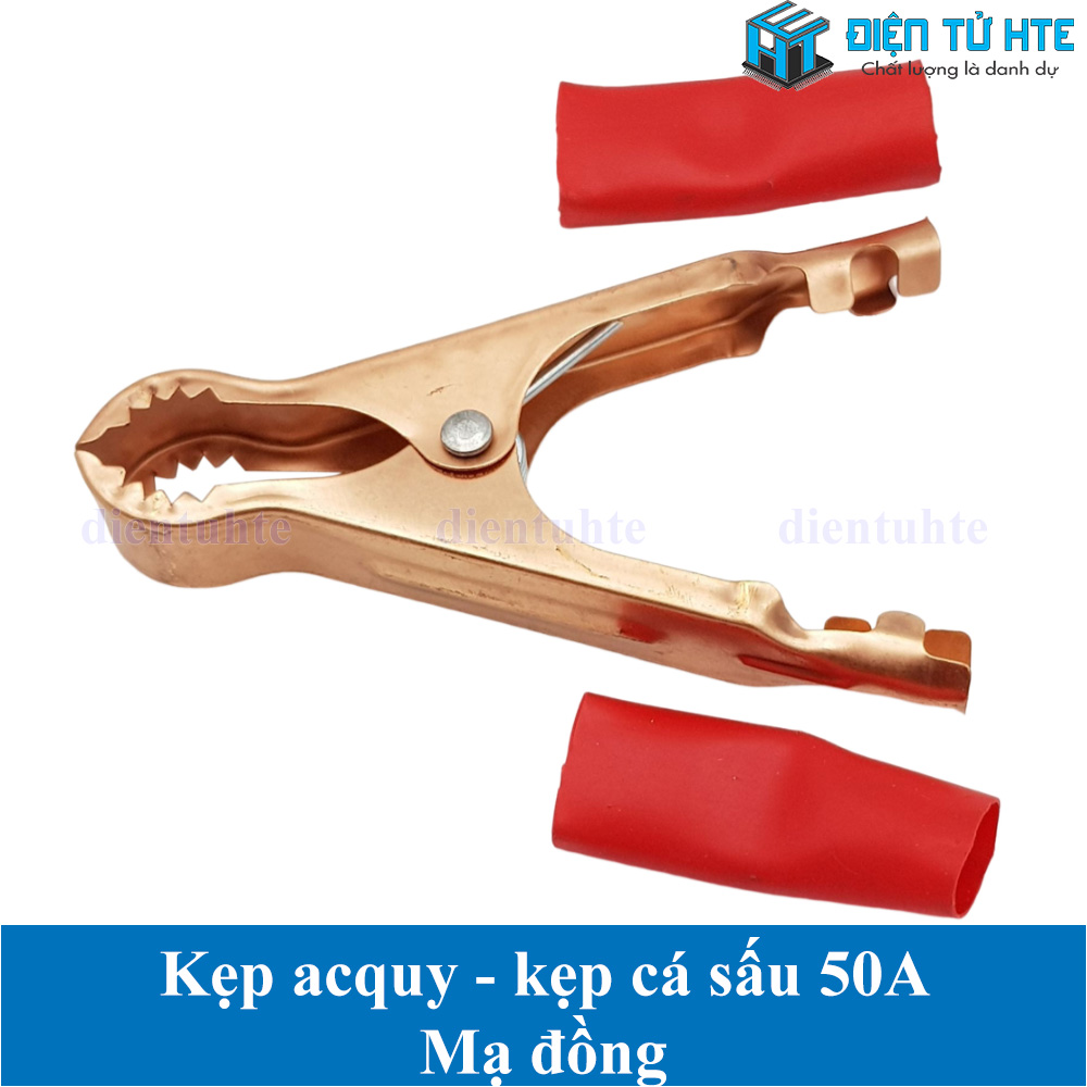 Bộ 2 cái Kẹp cá sấu - Kẹp ắc quy 50A 80mm Mạ đồng