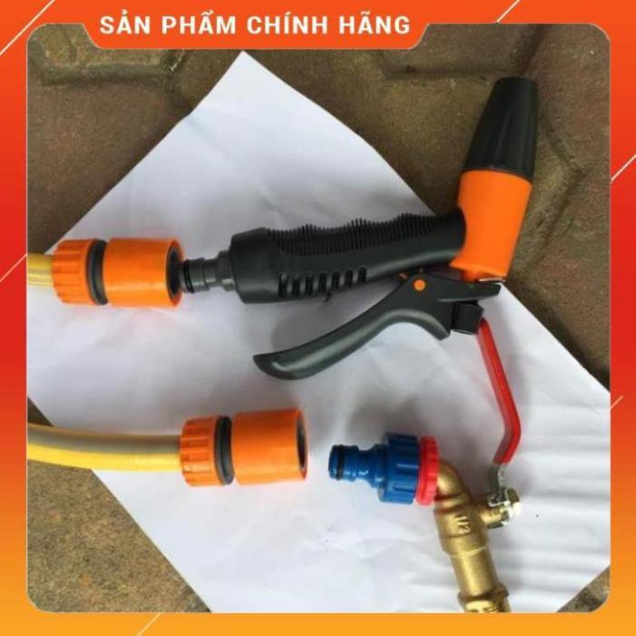 Vòi tưới cây rửa xe 6m-7m-8m tay bóp tùy chỉnh nhiều chế độ 319498622-1622-3 mầu cam