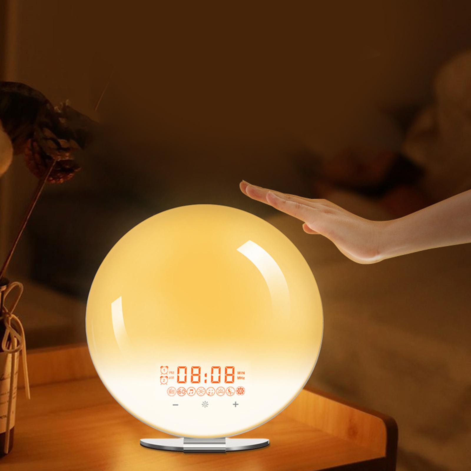 Wake Up Light Sunrise Simulation Alarm Clock FM Radio White Noise Sounds EU