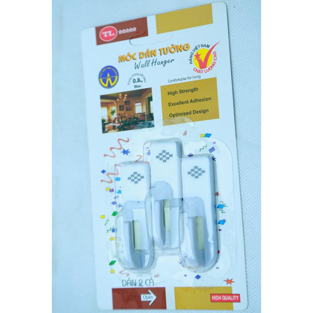 1 vỉ 3 móc dán tường chịu lực Thành Lợi - dính 3 vuông