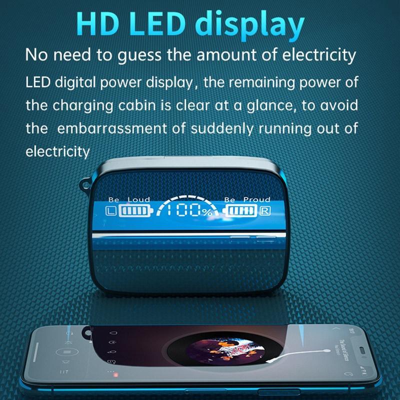 Tai Nghe Không Dây Bluetooth M9 IPX7 Chống Nước Giảm Tiếng Ồn Có Màn Hình LED Hiển Thị Cho Xiaomi iPhone Android
