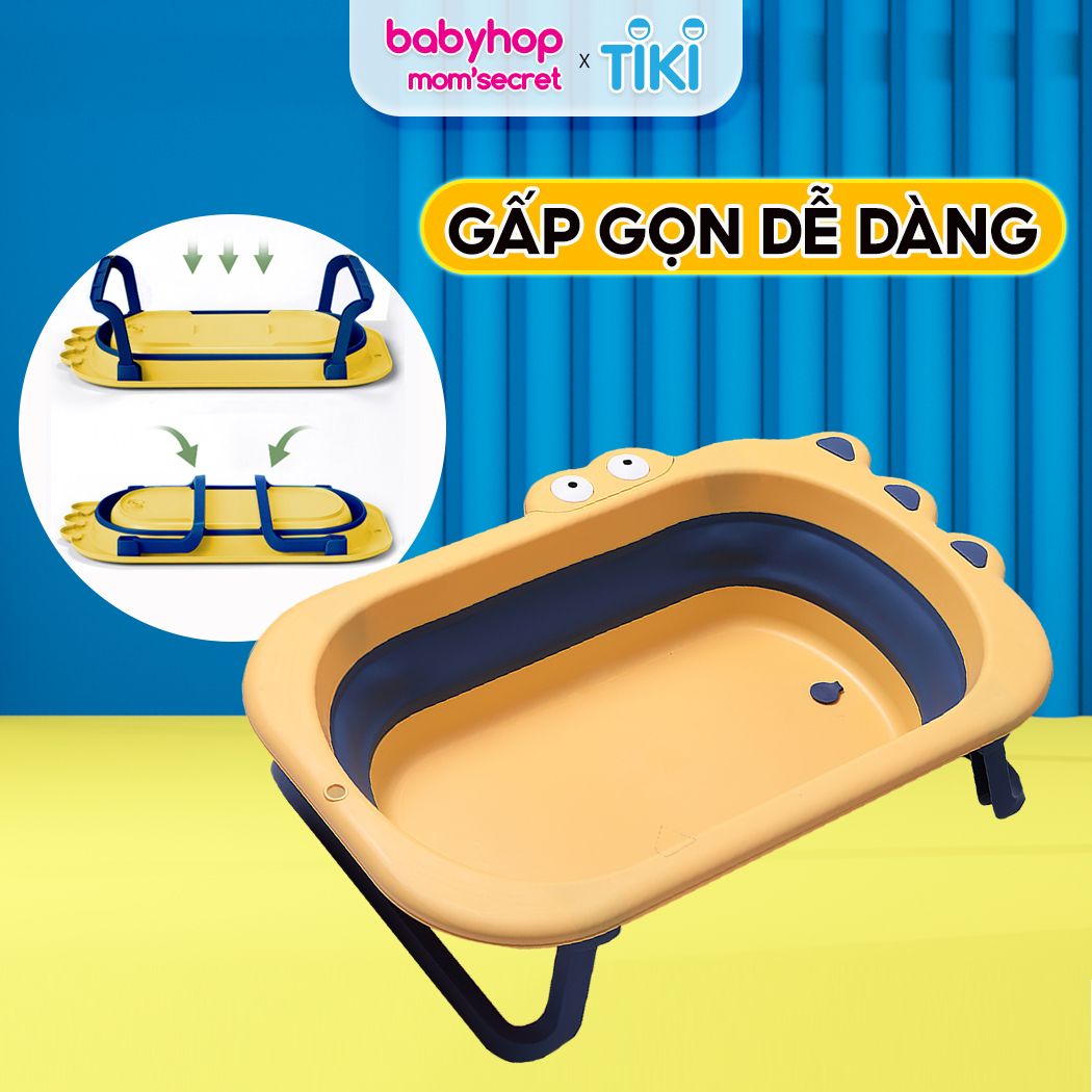 Chậu tắm cho bé Babyhop gấp gọn làm từ nhựa nguyên sinh dành cho bé từ 0- 6 tuổi thành cao size lớn