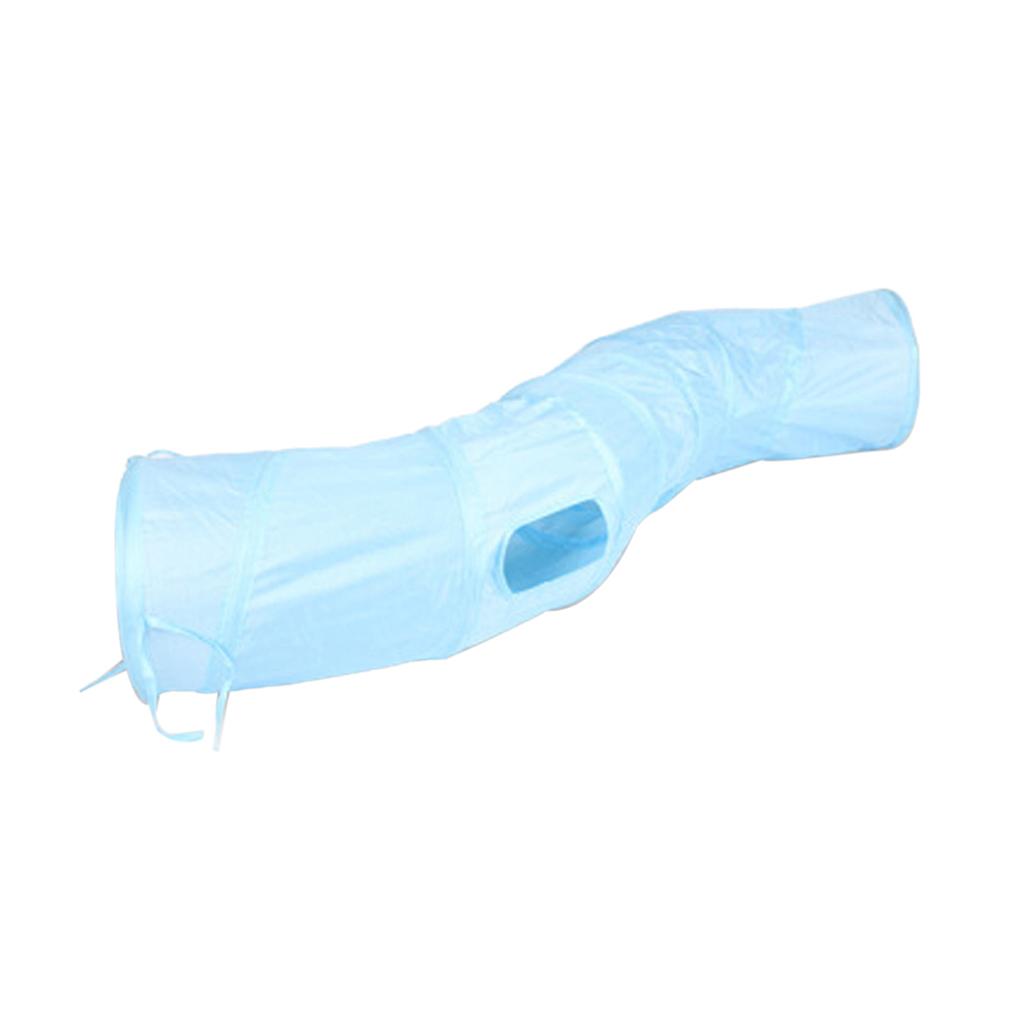 Collapsible S Shape Crinkle Cat Toy Tube for Cats Dogs Rabbit Hamster Blue