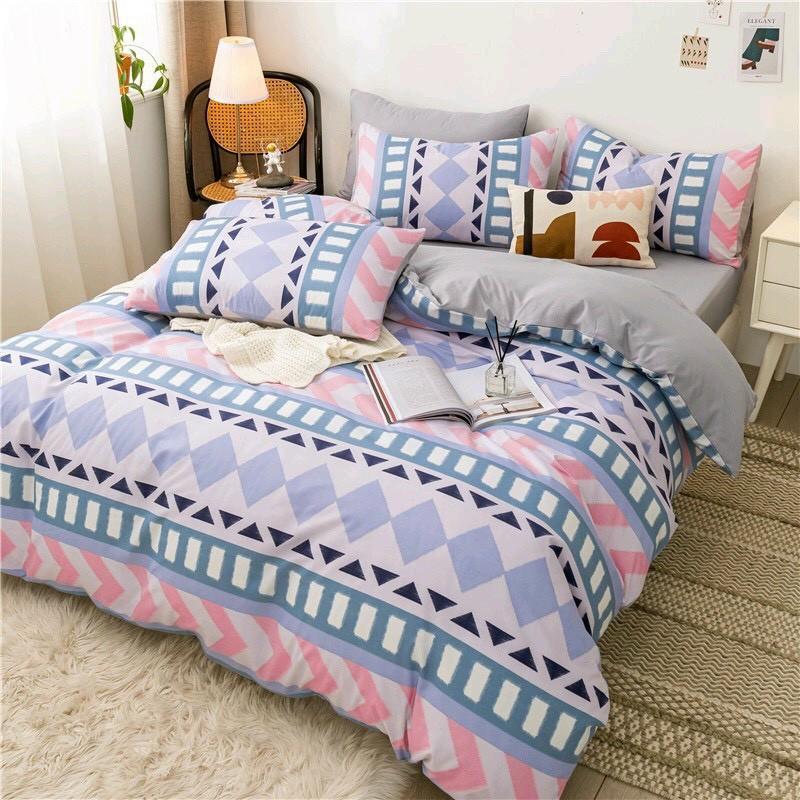 Bộ chăn ga Cotton thổ cẩm tím lạ mắt mâu mới - Hàng nhập khẩu